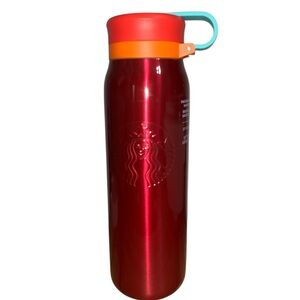 NWOT Starbucks 20 oz Metallic Red Tumbler with Colorful Lid